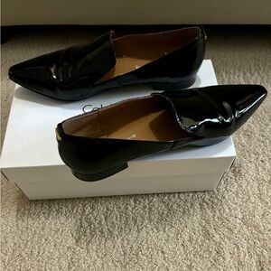 Calvin Klein black patent leather flats